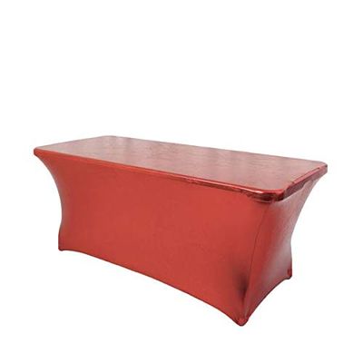 6FT Metallic Rectangular Stretch Spandex Table Cover (Burgundy, Case of 12)