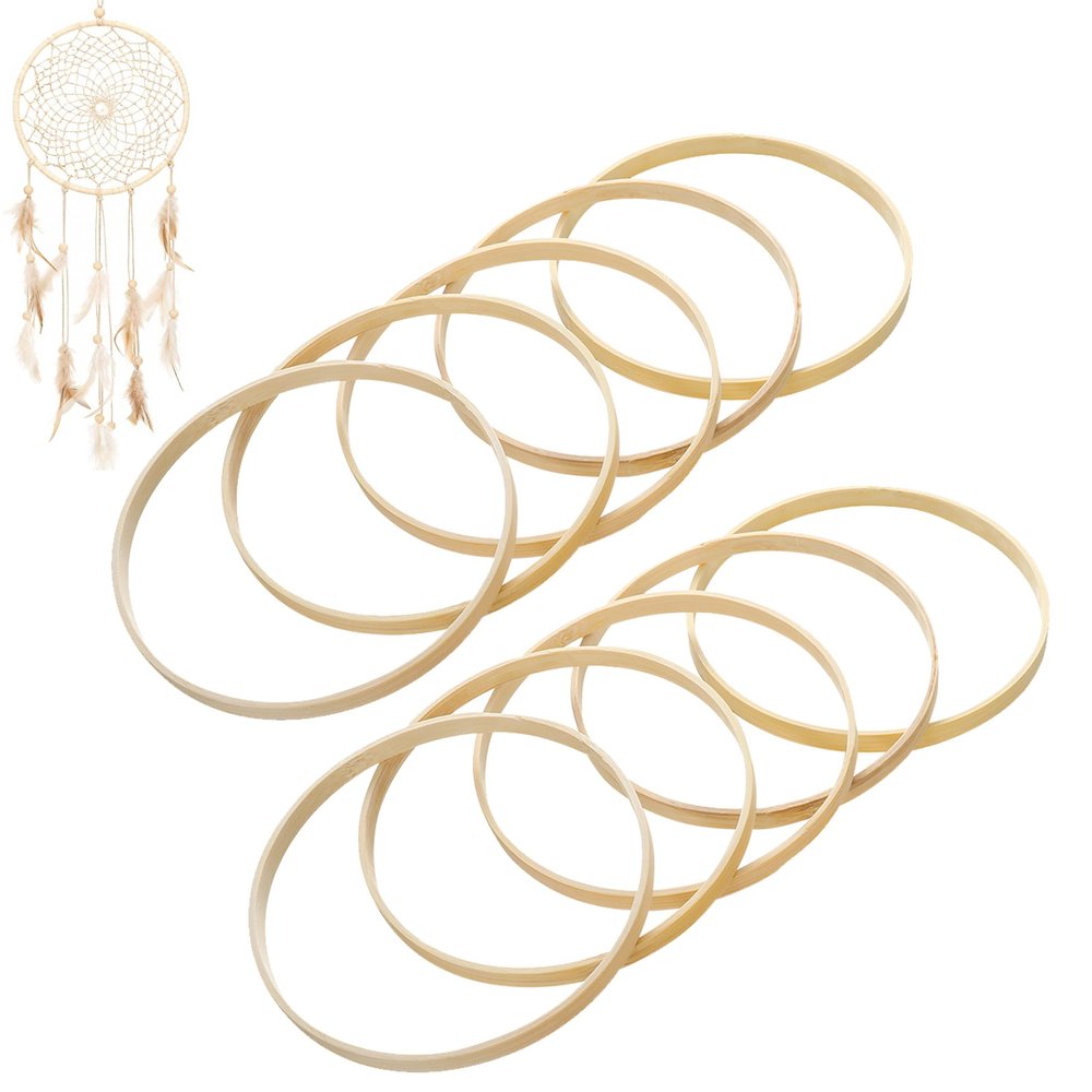 FAVOMOTO 10PCS 6 Inch Wooden Dream Catcher Rings Round Wooden Floral Hoops Wreath Rings Macrame Craft Hoops Macrame Floral Wreath Dream Catcher Wedding Decor for DIY Projects Home Christmas Decor