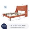 Allewie Full Size Platform Bed Frame with Upholstered Headboard, Modern Deluxe Wingback, Wood Slat Support, Mattress Foundation, Burnt Orange view 2