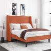Allewie Full Size Platform Bed Frame with Upholstered Headboard, Modern Deluxe Wingback, Wood Slat Support, Mattress Foundation, Burnt Orange view 3