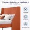 Allewie Full Size Platform Bed Frame with Upholstered Headboard, Modern Deluxe Wingback, Wood Slat Support, Mattress Foundation, Burnt Orange view 4