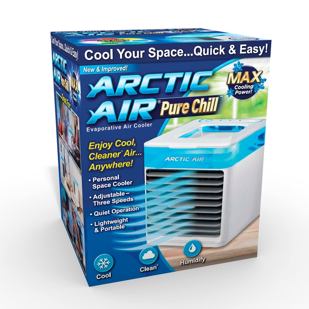 Arctic Air Pure Chill Evaporative Air Cooler By Ontel - Powerful 3-Speed Personal Space Cooler, Quiet, Lightweight And Portable For Bedroom, Office, Living Room & More