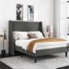 Allewie Platform Bed Frame Full Size with Upholstered Headboard  Modern Deluxe Wingback Design, Wood Slat Support, Light Grey view 1