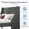 Allewie Platform Bed Frame Full Size with Upholstered Headboard  Modern Deluxe Wingback Design, Wood Slat Support, Light Grey view 4