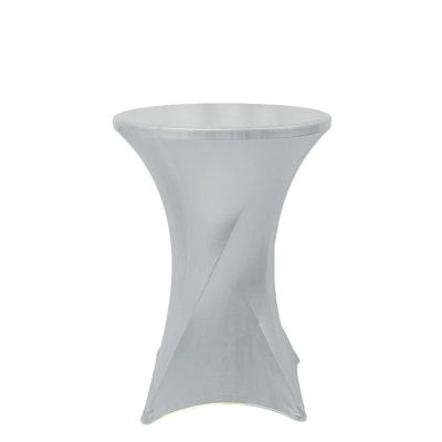 24" Dia Premium Spandex Cocktail Table Cover (Silver, Pack of 1)