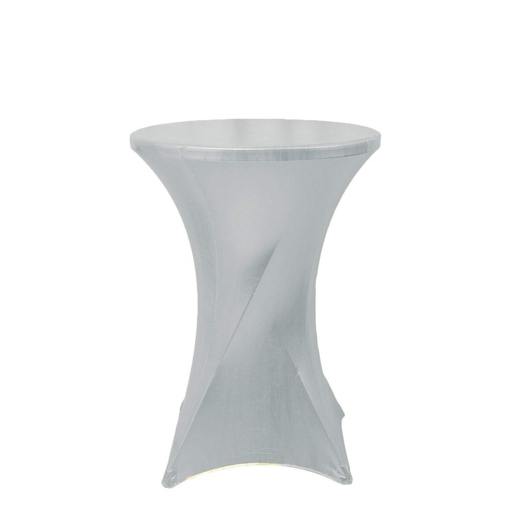 24" Dia Premium Spandex Cocktail Table Cover (Silver, Pack of 1)