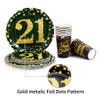 21st Birthday Party Supplies Set-16 Guests-Black And Gold Disposable Tableware kit, 21 Years Birthday Decorations, Include Paper Plates, 12oz Cups Napkins Banners Tablecloth Straws Cutlery view 4