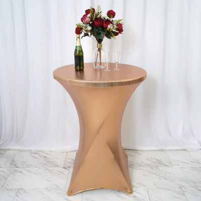 24" Dia Premium Spandex Cocktail Table Cover (Blush/Rose Gold, Pack of 1)