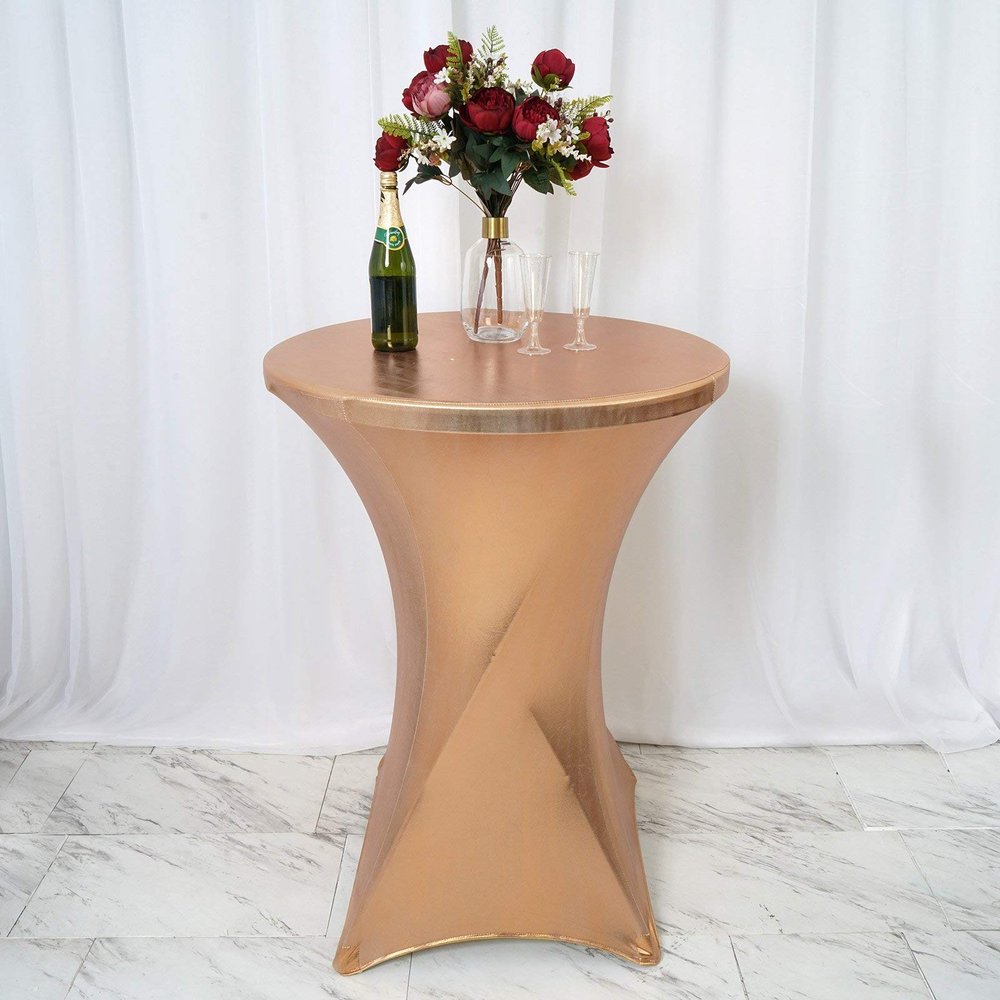 24" Dia Premium Spandex Cocktail Table Cover (Blush/Rose Gold, Pack of 1)