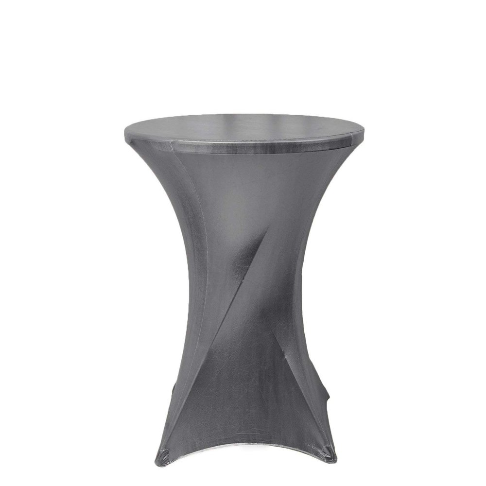 24" Dia Premium Spandex Cocktail Table Cover (Charcoal Gray, Pack of 1)
