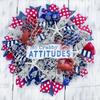 No Crabby ATTITUDES Beach, Coastal, Nautical Wreath. Made with Weather Resistant Mesh, Beach Decor, Crab Ornaments and starfish view 1