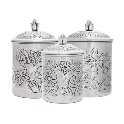 Old Dutch International Embossed Butterfly Canister Set, 3 pcs