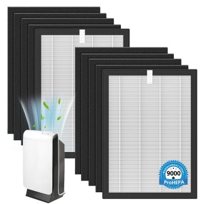 ProHEPA 9000 Replacement Filter Compatible with VEVA 9000 Air Puri-fiers, 2 Pack HEPA Replacement Filters & 8 Activated Carbon Pre-Filters
