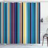 Ambesonne Abstract Shower Curtain, Barcode Lines Like Stripes Vertical Pattern Funky Modern Tile Illustration, Cloth Fabric Bathroom Decor Set with Hooks, 84" Long Extra, Eggplant Mustard view 1