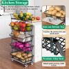 OKZEST 5 Tier Fruit Basket for Kitchen, Stackable Bins Wire Rack with Wheels, Fruit and Vegetable Storage Basket Pantry Food Snack Organizer Shelf, Kitchen Storage Cart for Onion and Potato, Produce view 3