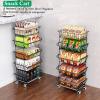 OKZEST 5 Tier Fruit Basket for Kitchen, Stackable Bins Wire Rack with Wheels, Fruit and Vegetable Storage Basket Pantry Food Snack Organizer Shelf, Kitchen Storage Cart for Onion and Potato, Produce view 4