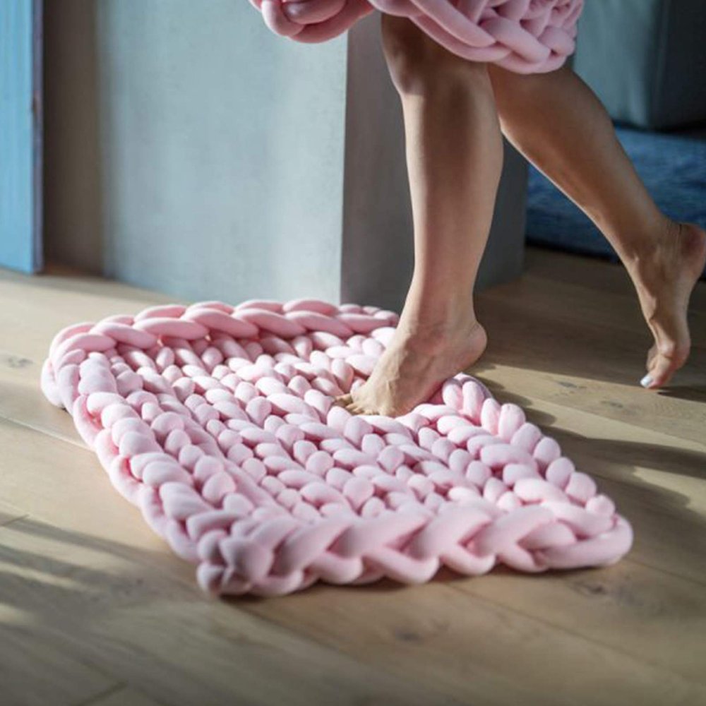 Daoyuan Chunky Knitted Blanket,Hand-Woven Thick Thread Blanket for Sofa,Thick Knitted Bedroom Blanket,Beautiful Home Decoration Chenille Yarn Pet Bed Yoga Mat Baby Blanket
