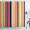 Ambesonne Abstract Shower Curtain, Barcode Lines Like Stripes Vertical Pattern Funky Modern Tile Illustration, Cloth Fabric Bathroom Decor Set with Hooks, 84" Long Extra, Mustard Magenta view 1