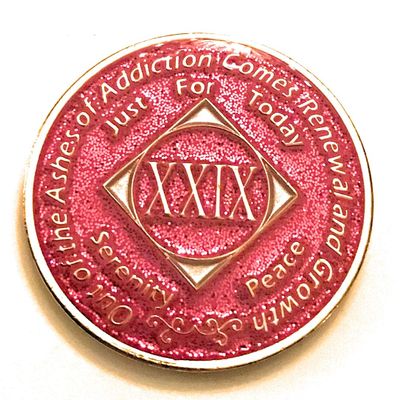 29 Year NA Bling Medallion - Pink, Sparkle, Glitter, Chip, Coin, Token