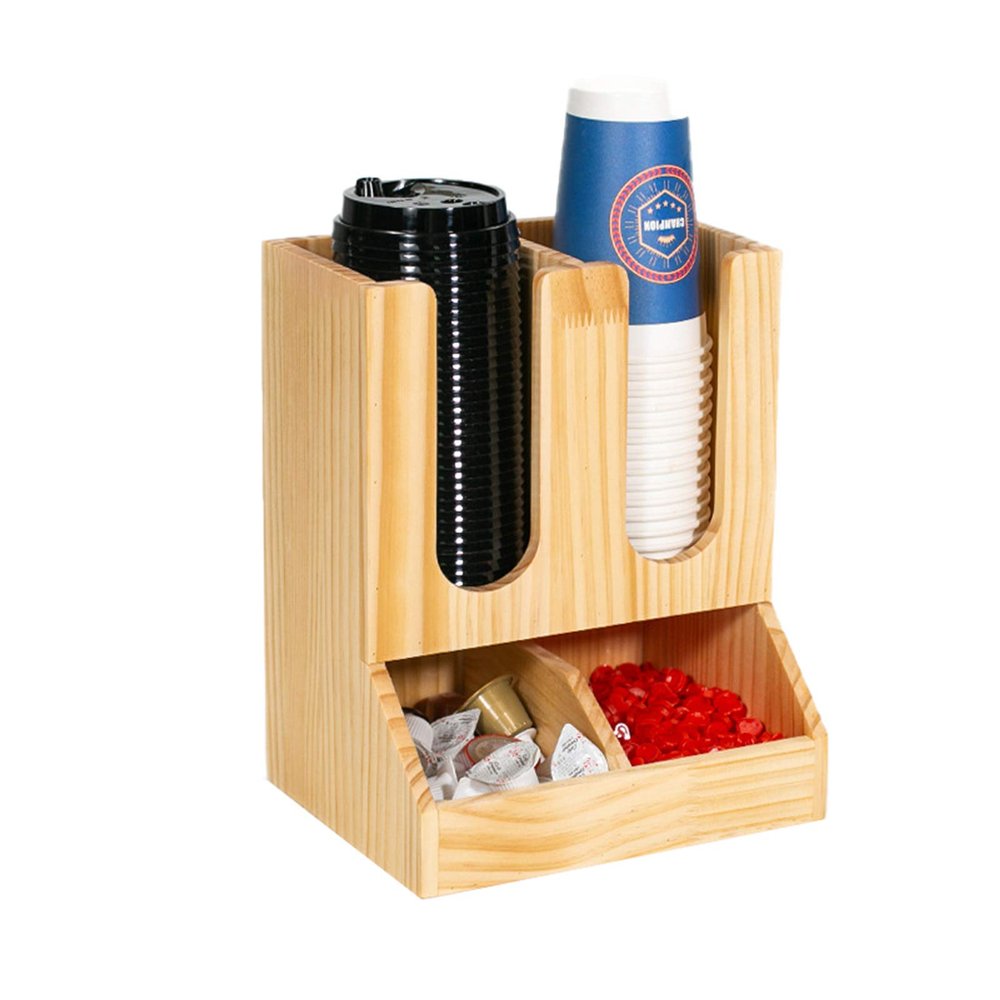 AIZYR 4 Compartment Coffee Condiment and Accessories Organizer, for Coffee Cups, Stirrers, Snacks, Sugars,B