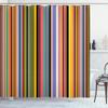 Ambesonne Abstract Shower Curtain, Barcode Lines Like Stripes Vertical Pattern Funky Modern Tile Illustration, Cloth Fabric Bathroom Decor Set with Hooks, 69" W x 84" L, Pale Olive view 1