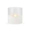 LED 6"D X 6"H Hand-Poured Wax Candle In Frosted Glass. Next Gen LED Flame Patented Technology w/ Adjustable Brightness Control. 2 C Batteries (Not Included). Multi Timer Function 4, 6 & 8 hour. view 1