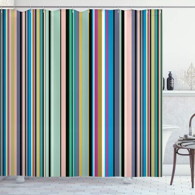 Ambesonne Abstract Shower Curtain, Barcode Lines Like Stripes Vertical Pattern Funky Modern Tile Illustration, Cloth Fabric Bathroom Decor Set with Hooks, 84" Long Extra, Khaki Rose