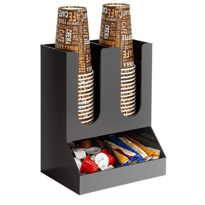 AIZYR 4 Compartment Coffee Condiment and Accessories Organizer, for Coffee Cups, Stirrers, Snacks, Sugars,A