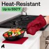 GORILLA GRIP BPA-Free Soft Silicone Oven Mitts and Pot Holders Sets of 4, Heat Resistant Waterproof Cooking Gloves, Thick Cotton Lining, Flexible Gripping for Baking Grilling, Kitchen Trivets, Red view 4