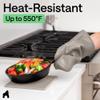 GORILLA GRIP BPA-Free Soft Silicone Oven Mitts and Pot Holders Sets of 4, Heat Resistant Waterproof Cooking Gloves, Thick Cotton Lining, Flexible Gripping for Baking Grilling, Kitchen Trivets, Almond view 4