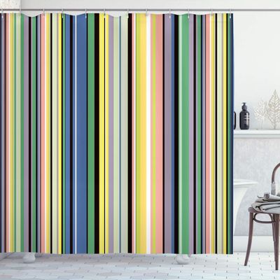 Ambesonne Abstract Shower Curtain, Barcode Lines Like Stripes Vertical Pattern Funky Modern Tile Illustration, Cloth Fabric Bathroom Decor Set with Hooks, 84" Long Extra, Apple Green
