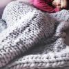 Daoyuan Coarse Blanket Knitting Blanket Short and Chunky Thick Thread Blanket Hand-Woven Beautiful Home Decoration for Sofa Blanket Bed Cover Pet Bed Gift Baby Blanket view 2