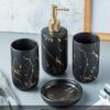 Ceramics Bathroom Accessories Set - Creative Bath Set with Toothbrush Holder, Soap Dish, Lotion Dispenser, Tooth Mug (Blackfour piece) view 1