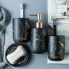 Ceramics Bathroom Accessories Set - Creative Bath Set with Toothbrush Holder, Soap Dish, Lotion Dispenser, Tooth Mug (Blackfour piece) view 2