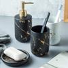 Ceramics Bathroom Accessories Set - Creative Bath Set with Toothbrush Holder, Soap Dish, Lotion Dispenser, Tooth Mug (Blackfour piece) view 3