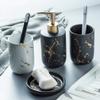 Ceramics Bathroom Accessories Set - Creative Bath Set with Toothbrush Holder, Soap Dish, Lotion Dispenser, Tooth Mug (Blackfour piece) view 4