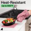 GORILLA GRIP BPA-Free Soft Silicone Oven Mitts and Pot Holders Sets of 4, Heat Resistant Waterproof Cooking Gloves, Thick Cotton Lining, Flexible Gripping for Baking Grilling, Kitchen Trivets, Pink view 4