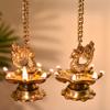 Indian Shelf Handmade Peacock with Chain Religious Diya for Ceremonies God Idols Hanging Deepak Awards Pooja Oil Lamps (Size: 8cm) BOL-357 view 1