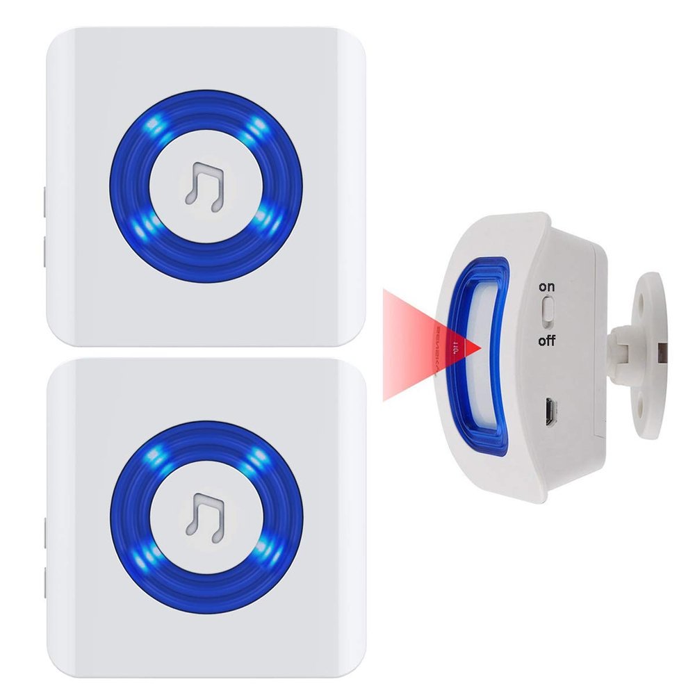YisTech Wireless Motion Sensor Detect Alert, Home Security Driveway Alarm, Motion Detector Store Door Entry Chime Doorbell, Caregiver Pager for Elderly/Kids (1 Motion Sensor 2 Receiver)
