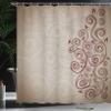 Ambesonne Ornamental Shower Curtain, Floral Swirls Ivy Image Ombre Details Grunge Backdrop Flower Illustration, Cloth Fabric Bathroom Decor Set with Hooks, 69" W x 75" L, Taupe Redbrown view 3