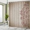 Ambesonne Ornamental Shower Curtain, Floral Swirls Ivy Image Ombre Details Grunge Backdrop Flower Illustration, Cloth Fabric Bathroom Decor Set with Hooks, 69" W x 75" L, Taupe Redbrown view 4