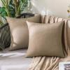 MIULEE Pack of 2 Decorative Outdoor Solid Waterproof Throw Pillow Covers Faux Linen Garden Farmhouse Cushion Cases for Patio Tent Balcony Couch Sofa 20x20 Inch Khaki view 1
