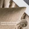MIULEE Pack of 2 Decorative Outdoor Solid Waterproof Throw Pillow Covers Faux Linen Garden Farmhouse Cushion Cases for Patio Tent Balcony Couch Sofa 20x20 Inch Khaki view 2