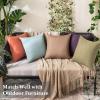 MIULEE Pack of 2 Decorative Outdoor Solid Waterproof Throw Pillow Covers Faux Linen Garden Farmhouse Cushion Cases for Patio Tent Balcony Couch Sofa 20x20 Inch Khaki view 4