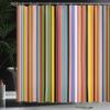 Ambesonne Abstract Shower Curtain, Barcode Lines Like Stripes Vertical Pattern Funky Modern Tile Illustration, Cloth Fabric Bathroom Decor Set with Hooks, 69" W x 75" L, Pale Olive view 3