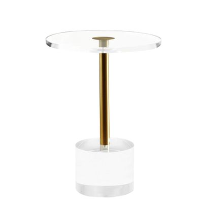 Artmaze Clear Acrylic End Table,Side Table,Brushed Brass Metal,Round,for Office, Living Room and Bedroom,Easy Assembly,12x12 inch21.3 inch high