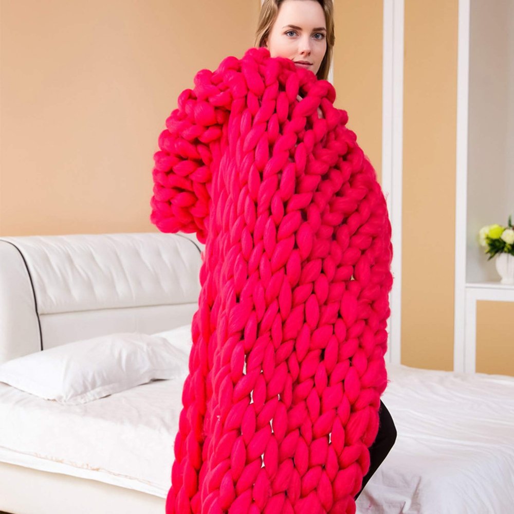 Daoyuan Chunky Knitted Blankets-Warm Thick Blankets Huge Chenille Pet Beds Chairs Sofas Yoga Mats Yarn Modern Bedding Bedroom Decor Oversized Throw Baby Blanket