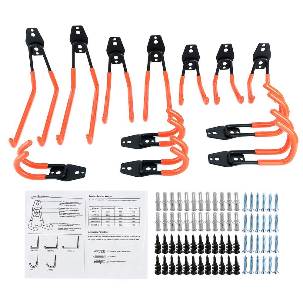 Zerone Garage Hanger, 12Pcs Garage Hooks Organization Storage Hanger WallMount for Power Tool Rope Shovel Bike