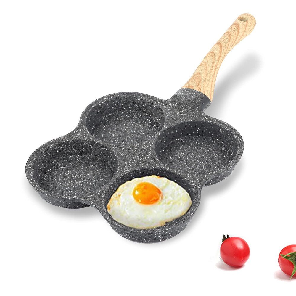 143 4-Hole Egg Frying Pan 4- Pan Non-stick Frying Pan 4-Cup Egg Frying Coating Egg Cooker Pan Compatible with All Heat Sources,for Egg Burger/Breakfast Pancake