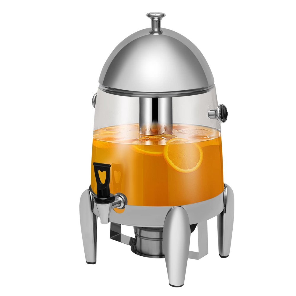 12L Commercial Beverage Dispenser Stainless Steel Cold and Hot Beverage Dispenser Machine with Cold/Heat Preservation Function Juice Tea Drink Dispenser Juice Bucket Drink Buffet Server, Silver